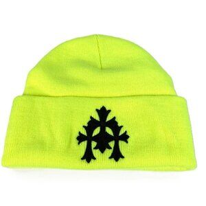 CHROME HEARTS three cross beanie hat knit hat acrylic yellow/Black